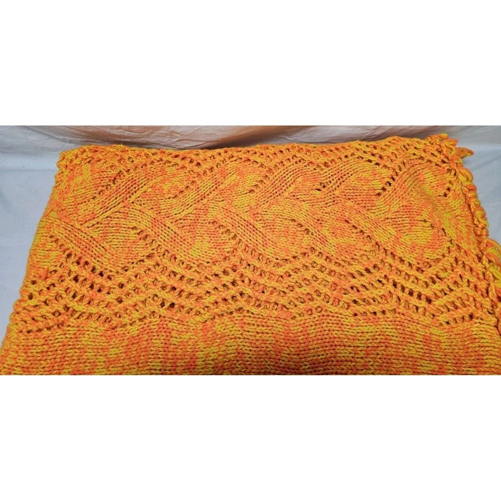 Vintage Large Colorful Crocheted Afghan Blanket Throw 65x29 Handwoven Grannycore